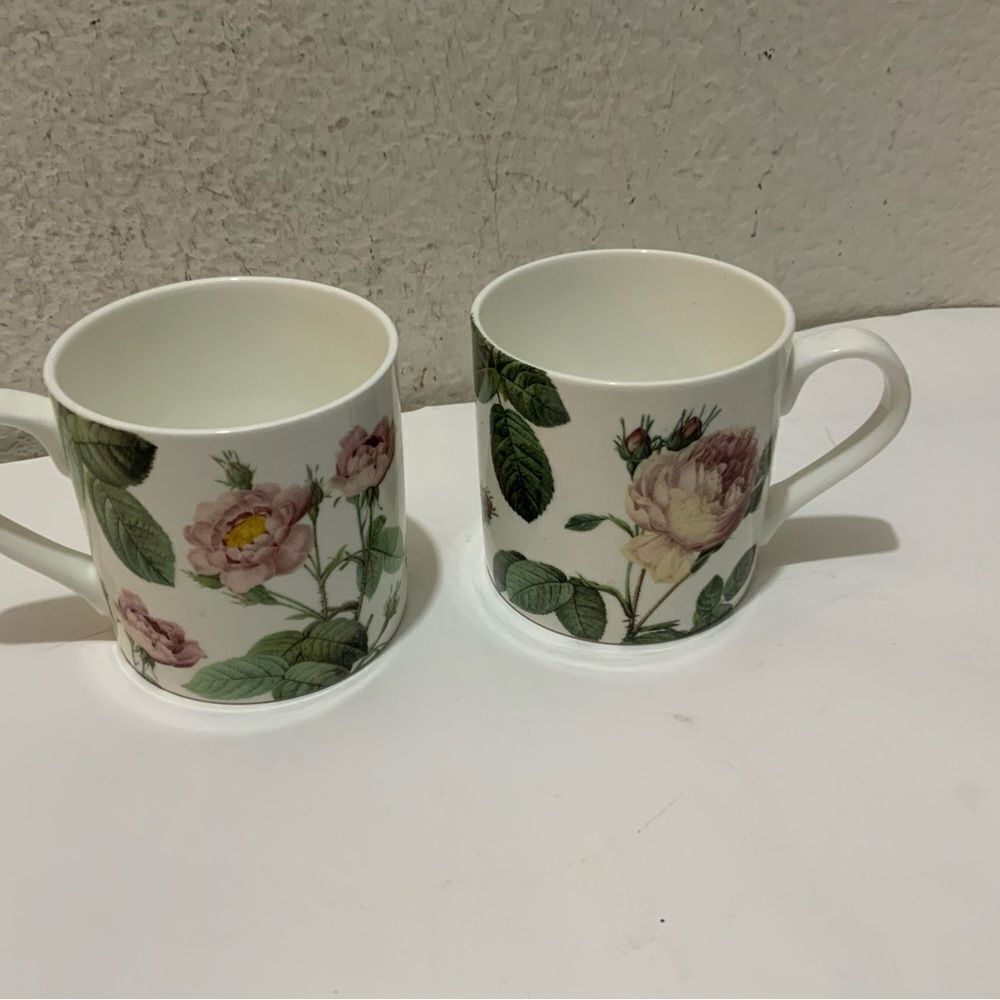 SET of 2 Stechol Gracie Bone China Redoute Rose Cylinder Mug G13
